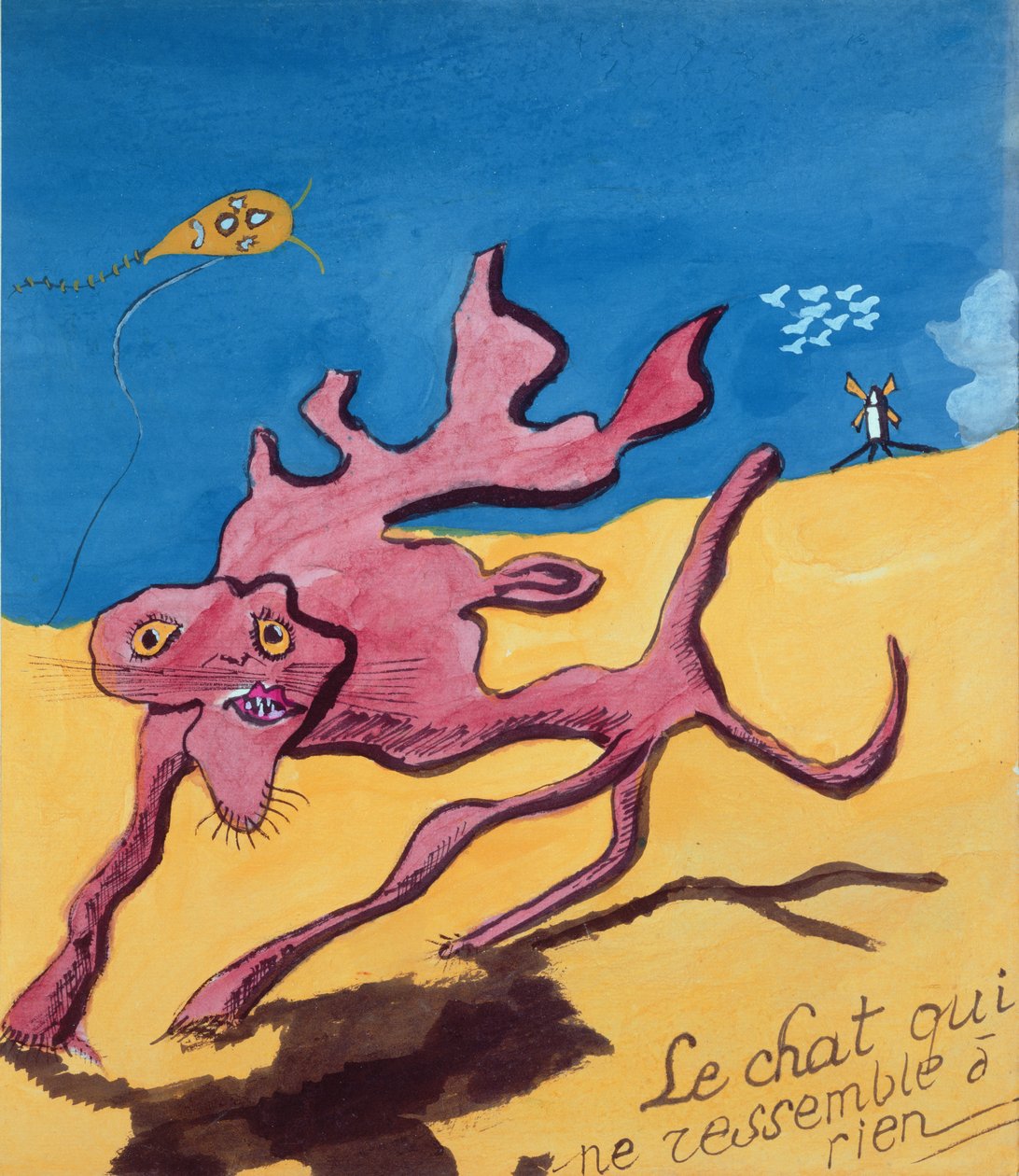 A macska, amely semmihez sem hasonlít a Földön, illusztráció Robert Desnos „La Menagerie de Tristan” című, kézzel írott versgyűjteményéhez, 1932 alkotó: Robert Desnos