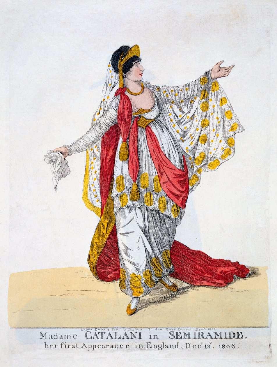 Madame Catalani a Semiramide címszerepében, 1806 alkotó: Robert Dighton