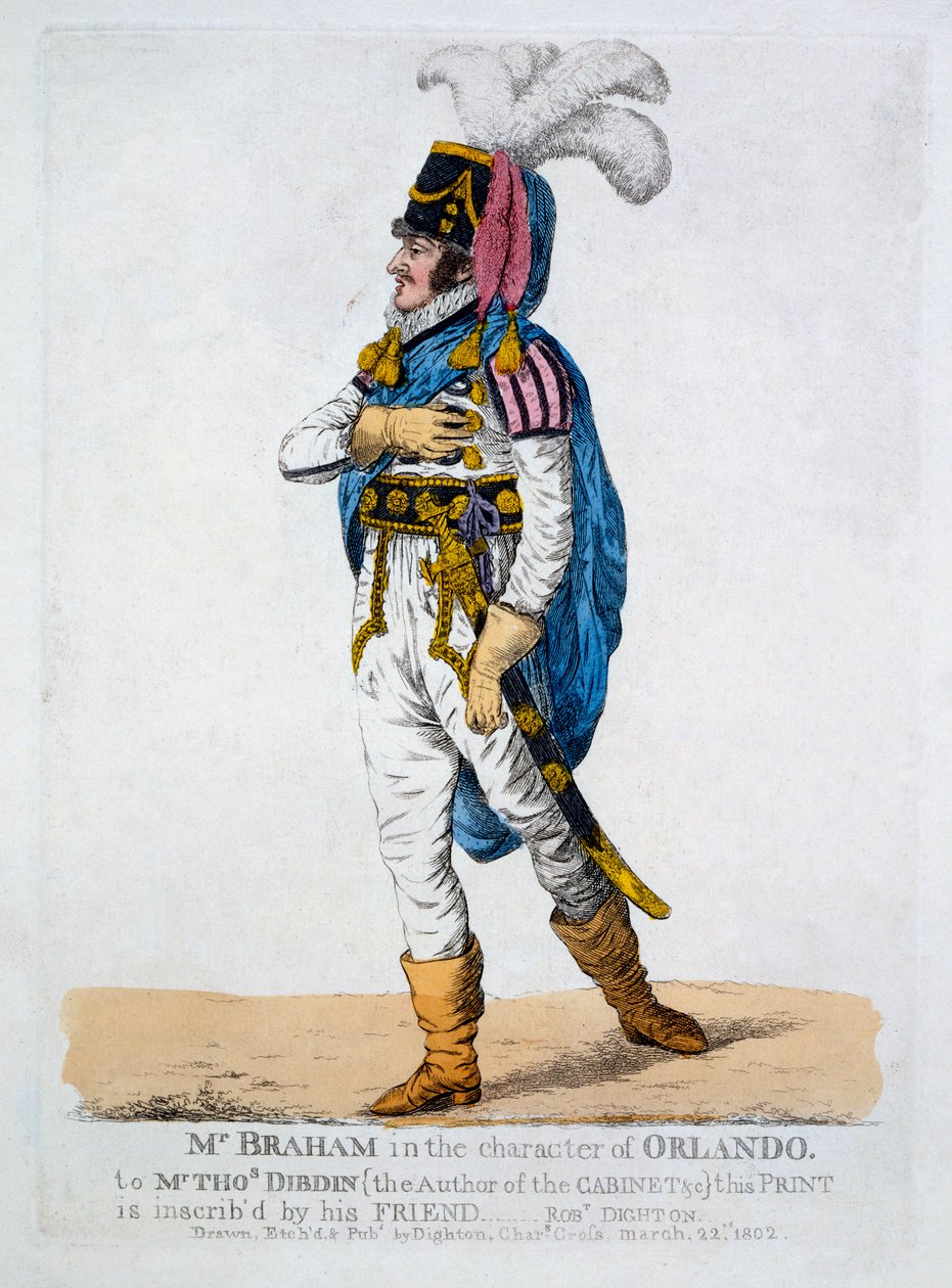 Braham úr Orlando karakterében az „As You Like It”-ből, 1802 alkotó: Robert Dighton