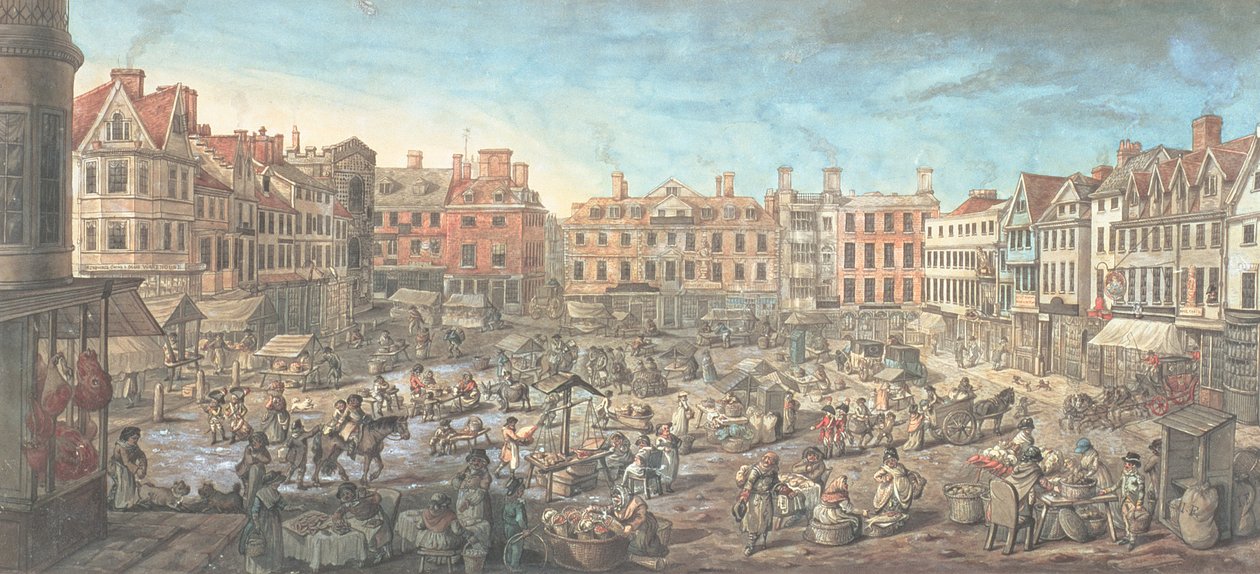 Norwich piactér, 1799 alkotó: Robert Dighton