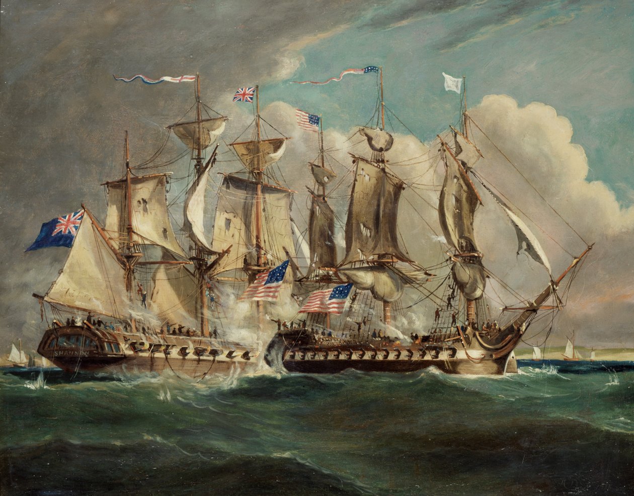 A Chesapeake és Shannon Boston mellett, 1813. június 1 alkotó: Robert Dodd
