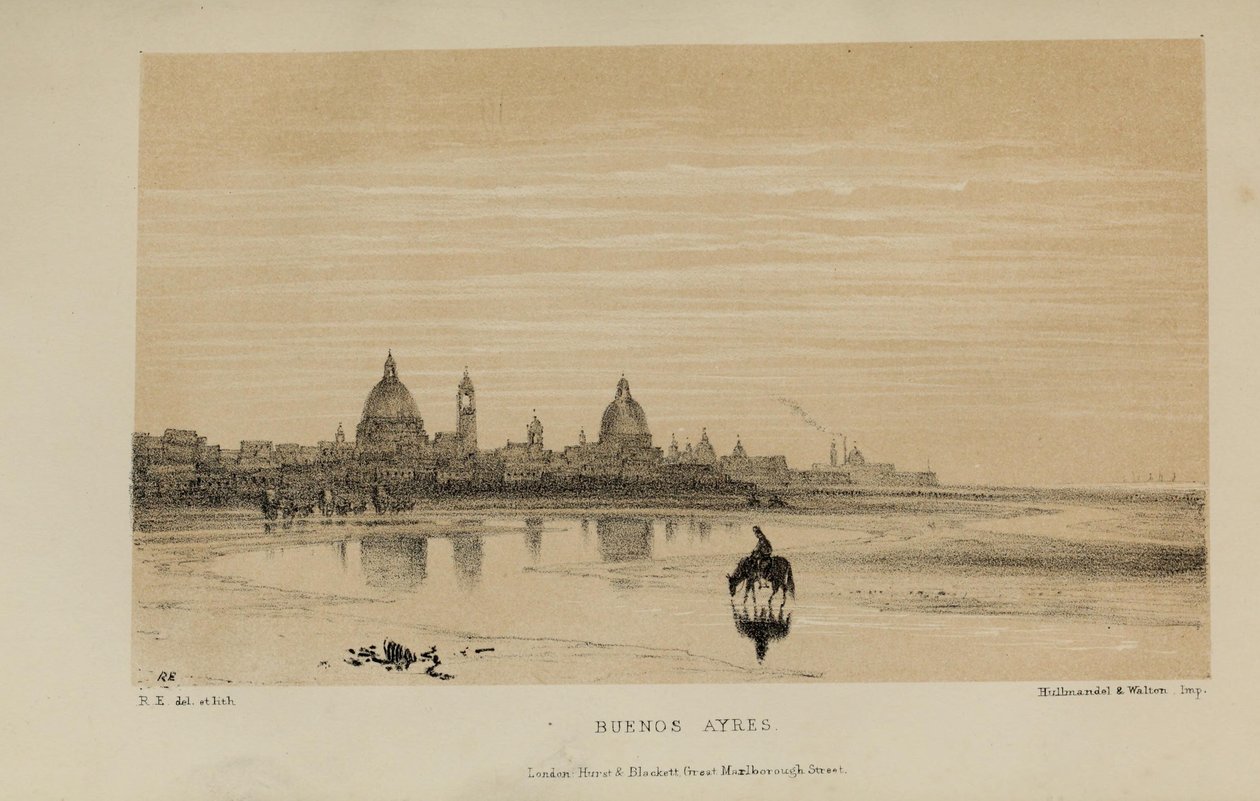 Buenos Ayres, akvarell festménye Robert Elwes (1819–1878), egy gazdag fiatal brit úriember Norfolkban alkotó: Robert Elwes