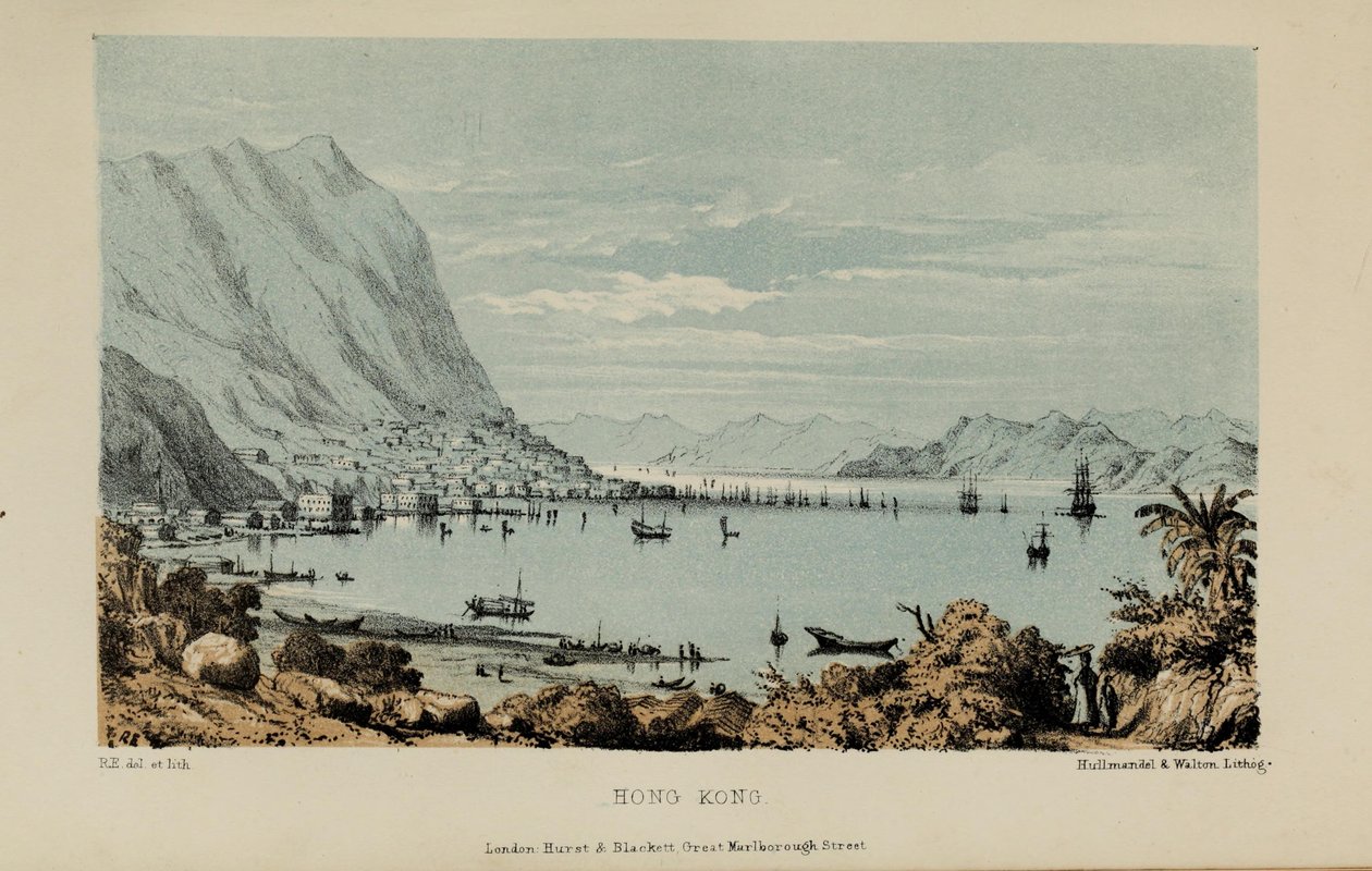 Hongkong, Robert Elwes (1819–1878) akvarell festménye, egy gazdag, fiatal norfolki brit úriember alkotó: Robert Elwes