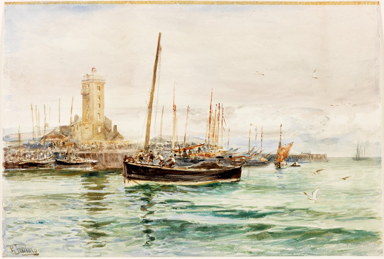 Low Lights, North Shields (ceruza és akvarell, papír (kartonra ragasztva)) alkotó: Robert Jobling