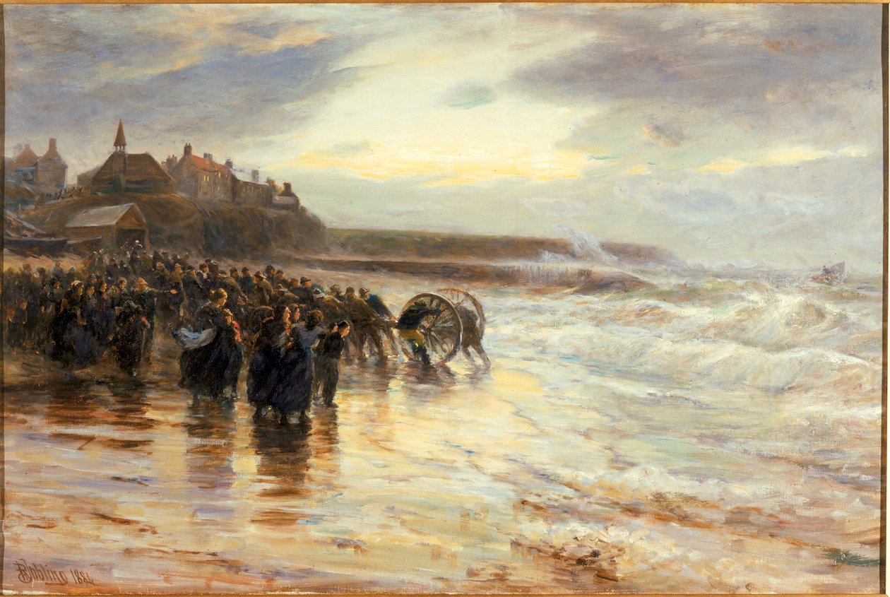 Mentőcsónak indulása, 1884 alkotó: Robert Jobling