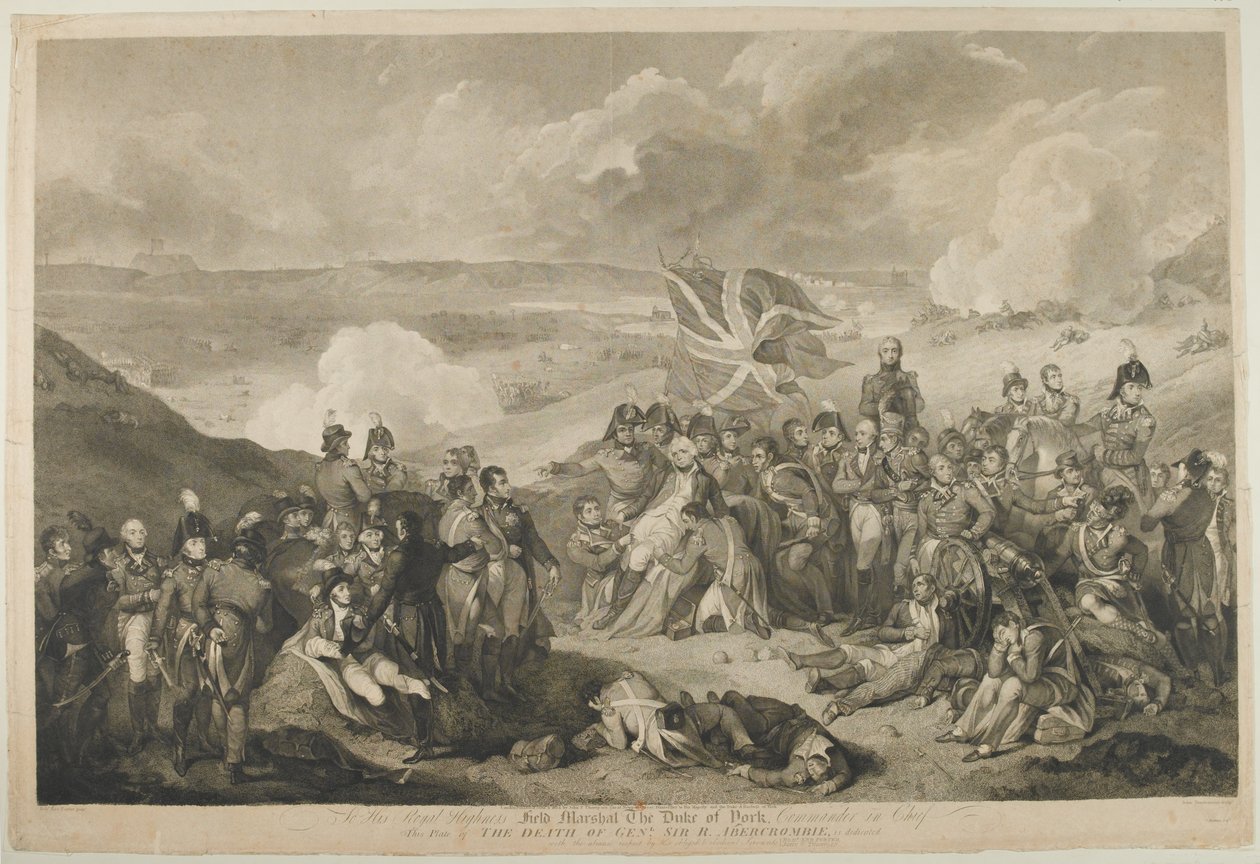 Abercrombie tábornok halála az alexandriai csatában, 1801. március 21., metszett J. Vendramini, kiadva 1804-ben alkotó: Robert Kerr Porter