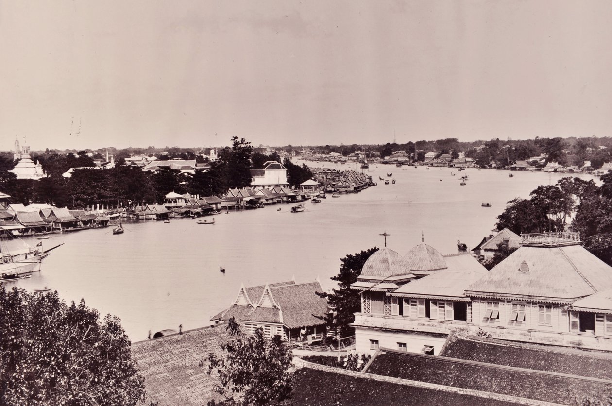 Kilátás a Chao Phraya folyóra Bangkokban, 1890 körül alkotó: Robert Lenz
