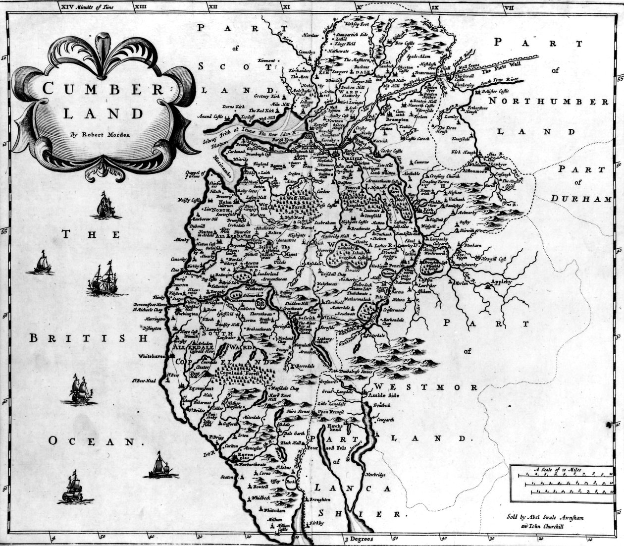Cumberland térképe, 1695 körül alkotó: Robert Morden