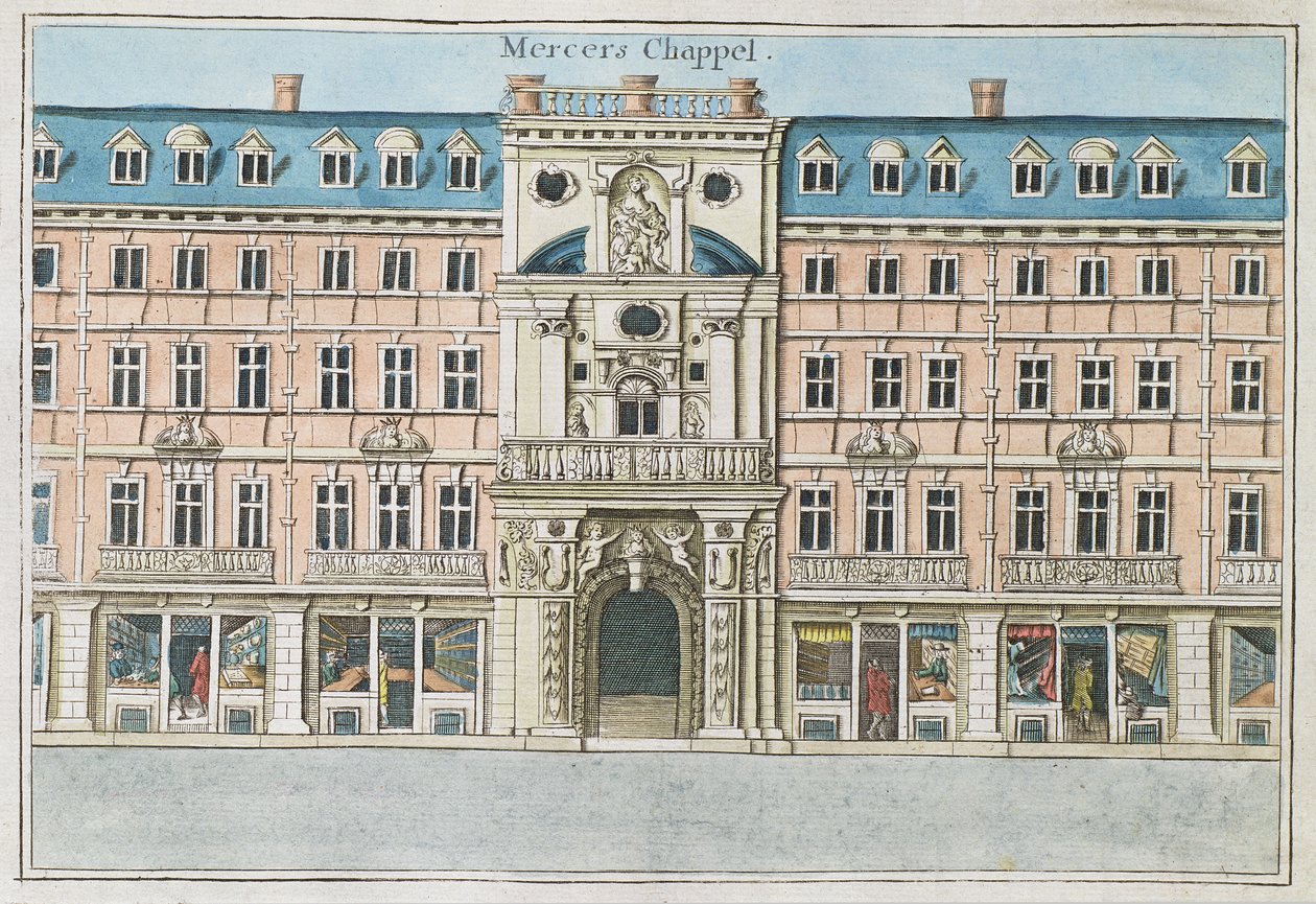 Mercers Chapel, „A Book of the Remarkable Places in and about the London” című könyvből, 1700 körül alkotó: Robert Morden