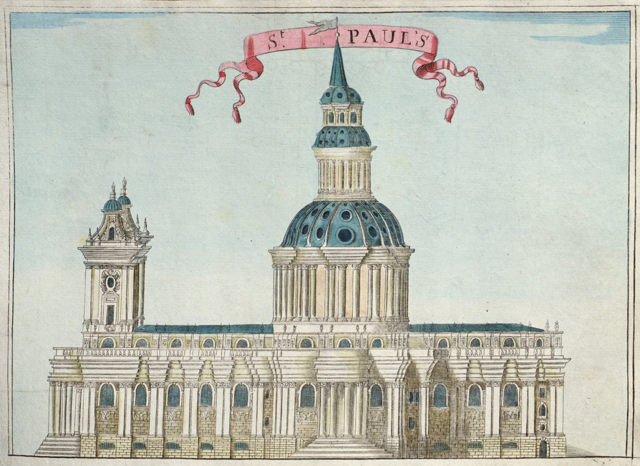 Szent Pál-székesegyház, "A könyv a londoni City nevezetes helyek kilátásairól" című könyvből, 1700 körül alkotó: Robert Morden