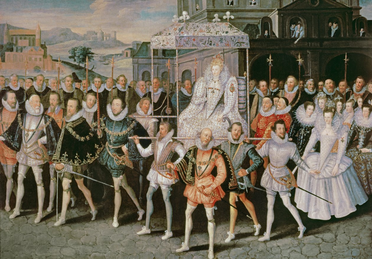 I. Erzsébet királynő (1533-1603) felvonuláson (Eliza Triumphans) 1601 körül. alkotó: Robert Peake