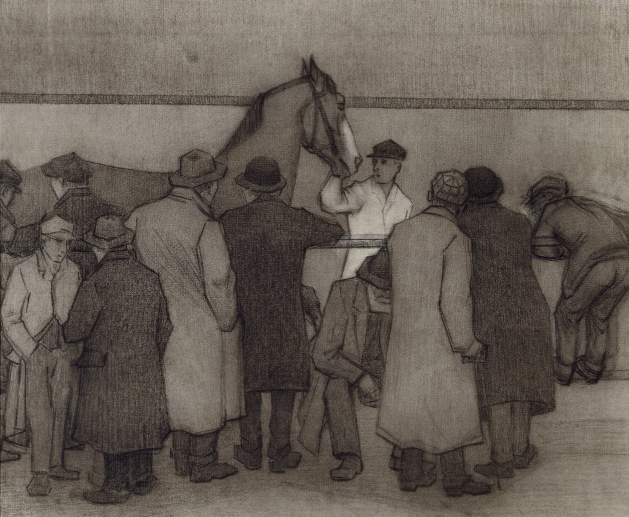 Kiárusítás a Wards Repository-ban, No.2, 1918 körül (kréta és szén papíron) alkotó: Robert Polhill Bevan