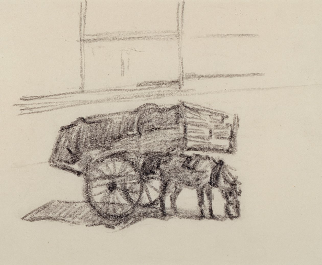 Study for Hay Carts, Cumberland Market, 1915 körül (kréta papíron) alkotó: Robert Polhill Bevan