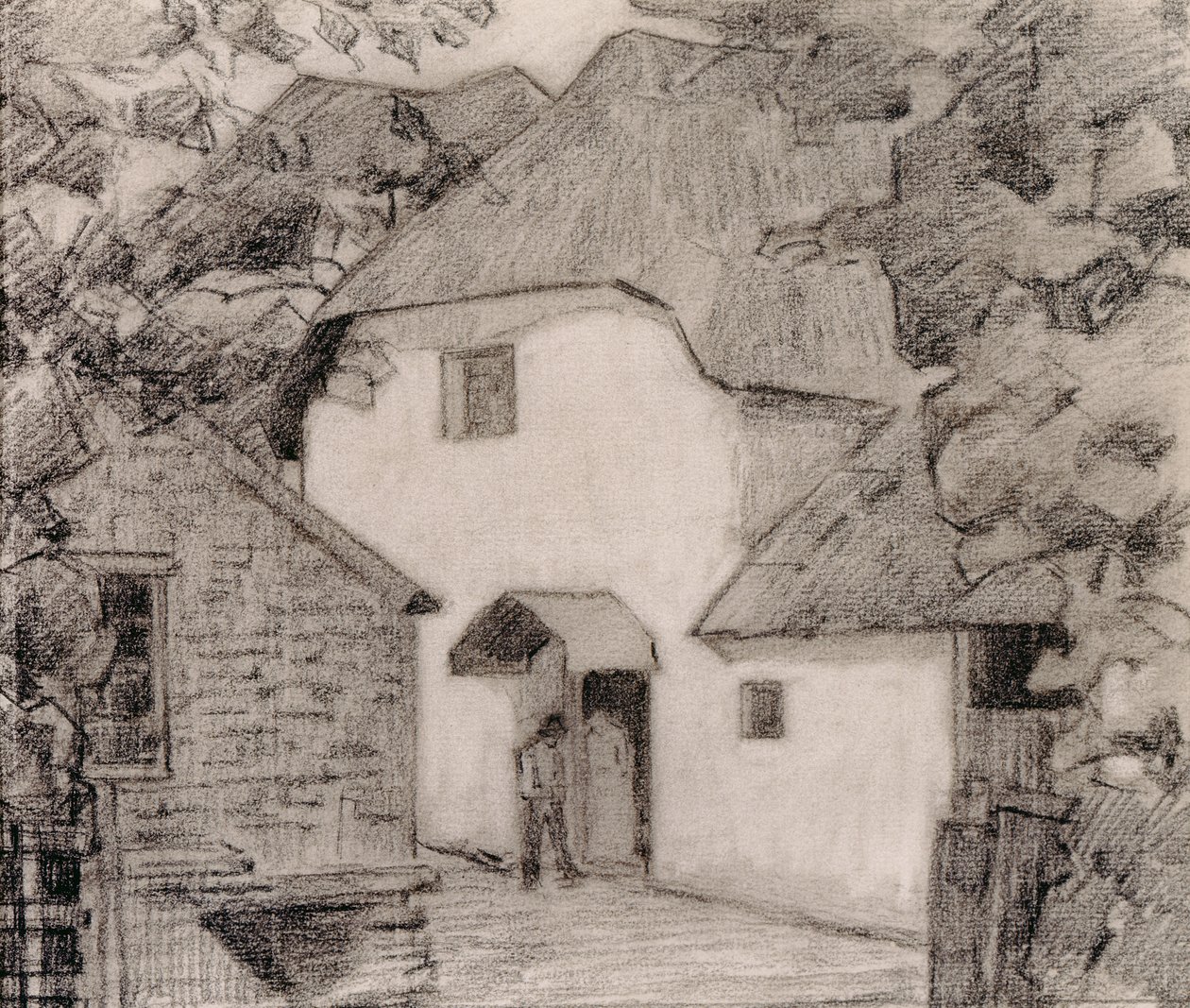 A hívó a malomban, 1918-19 (kréta papíron) alkotó: Robert Polhill Bevan