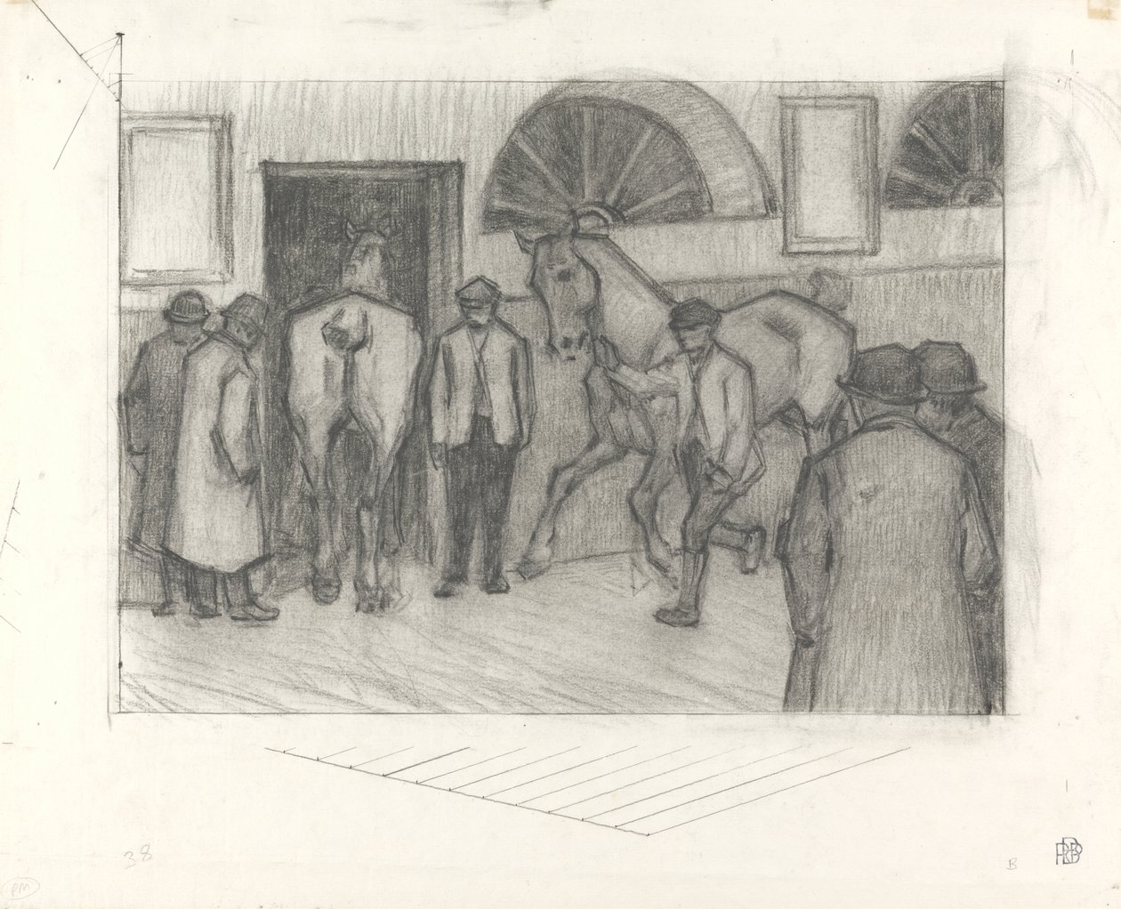The Horse Mart, 1917 körül (kréta papíron) alkotó: Robert Polhill Bevan