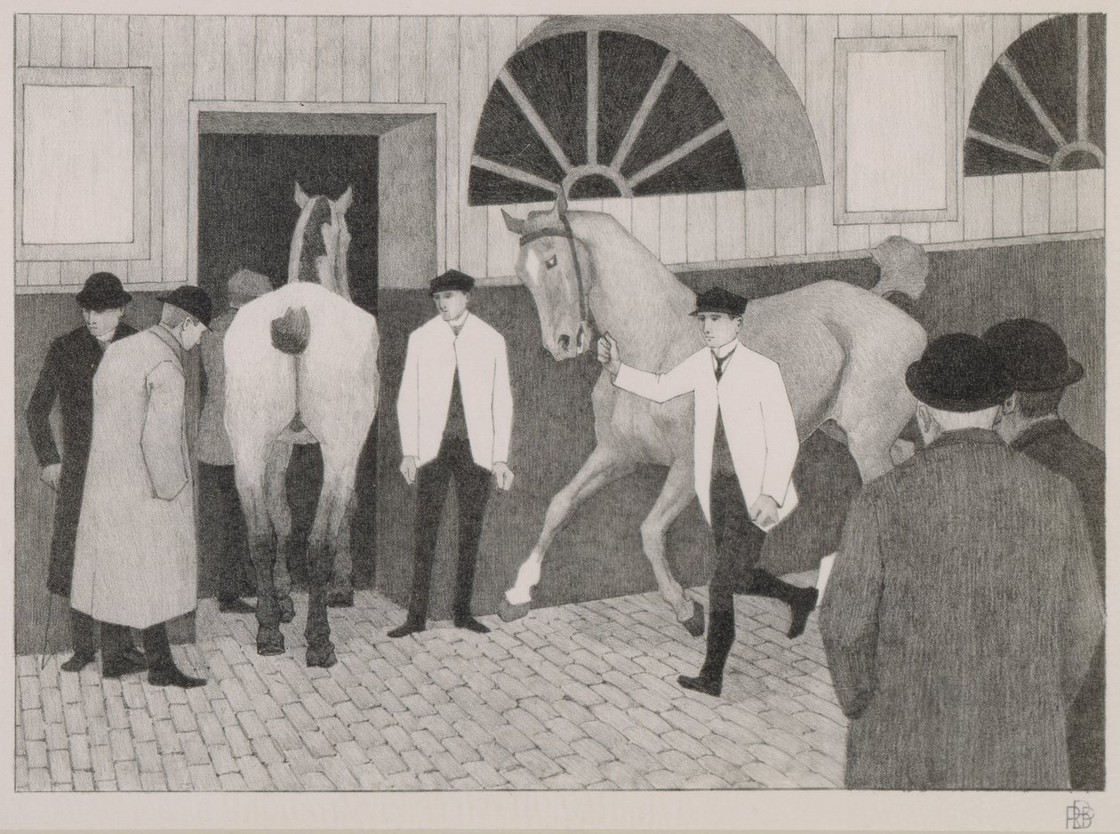 The Horse Mart. 1918 körül (fekete kréta papíron) alkotó: Robert Polhill Bevan