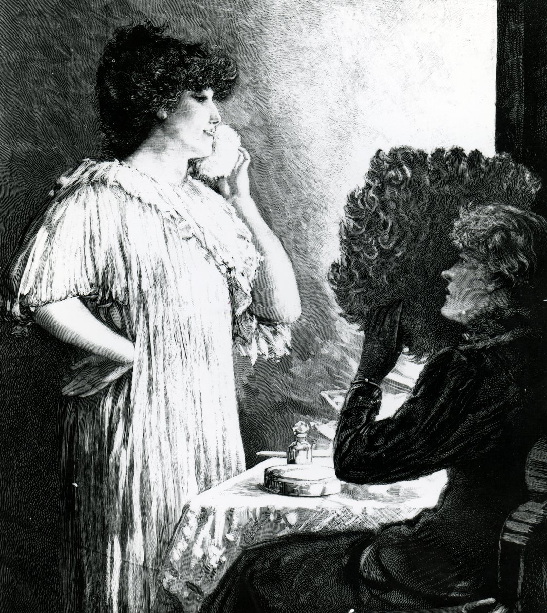 Ellen Terry meglátogatja Sarah Bernhardtot az angol Királyi Operaház öltözőjében, 1881 körül alkotó: Robert Ponsonby Staples