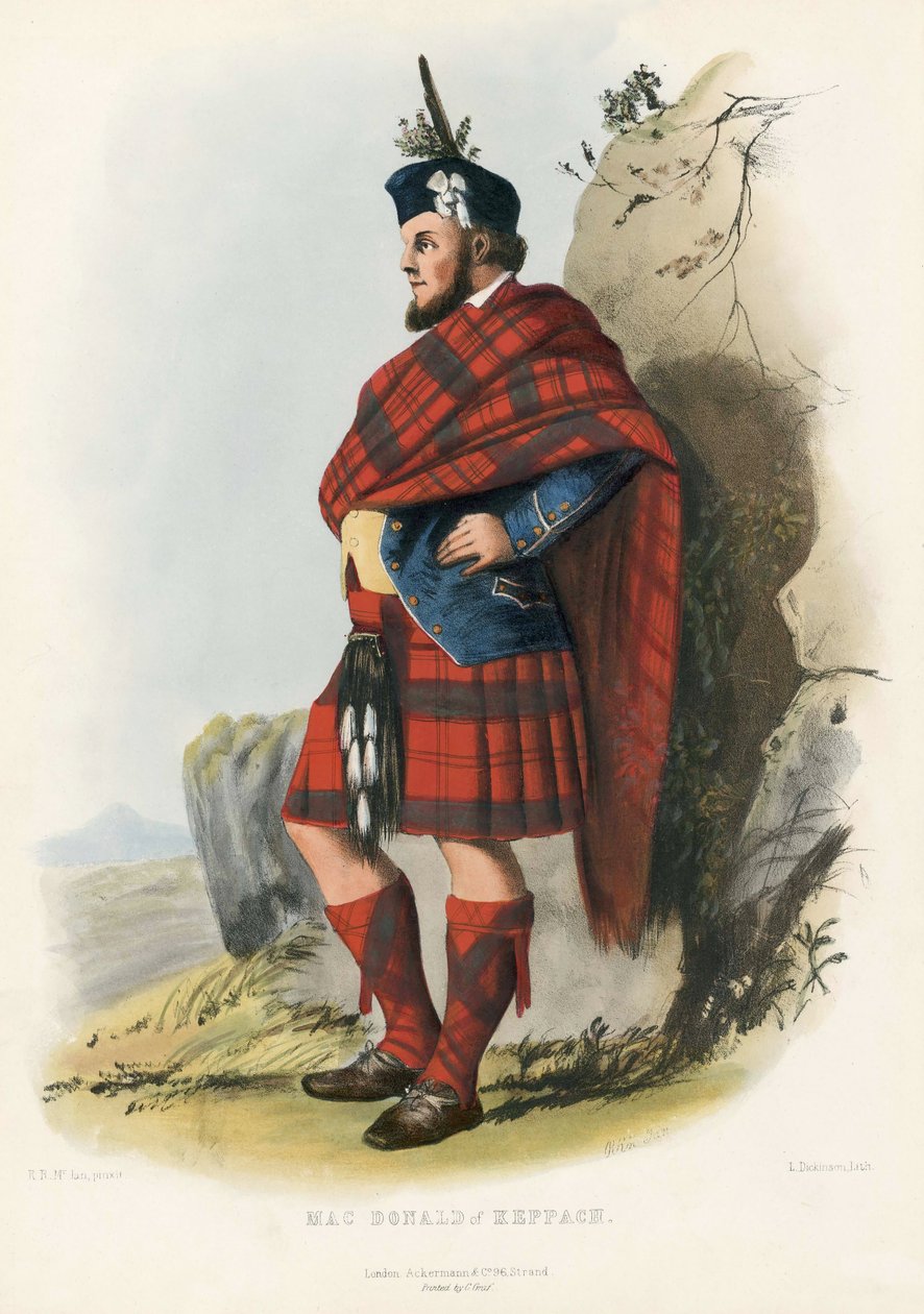 Mac Donald of Keppagh, a Skót Felföld klánjaiból, pub.1845 alkotó: Robert Ronald McIan