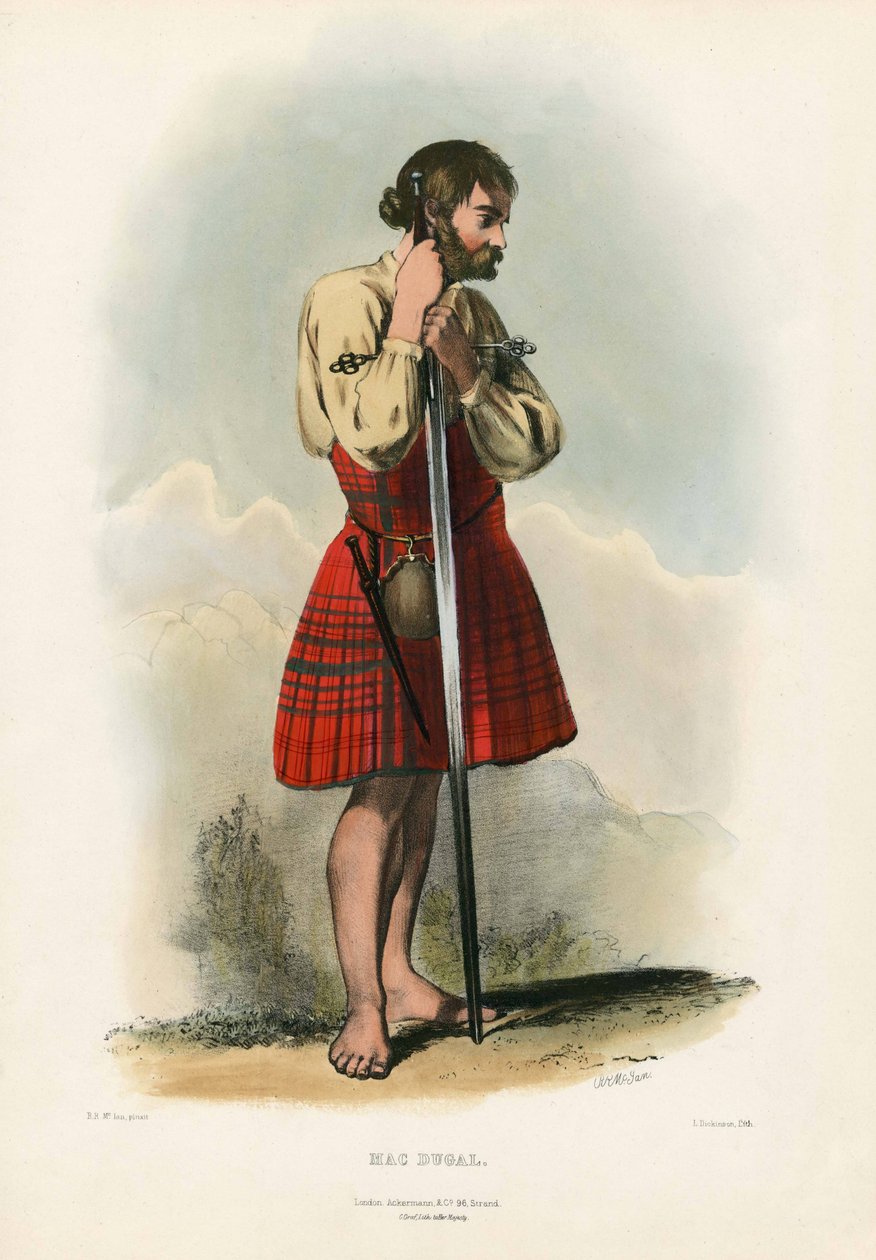 Mac Duggal, a Skót Felföld klánjaiból, pub.1845 alkotó: Robert Ronald McIan