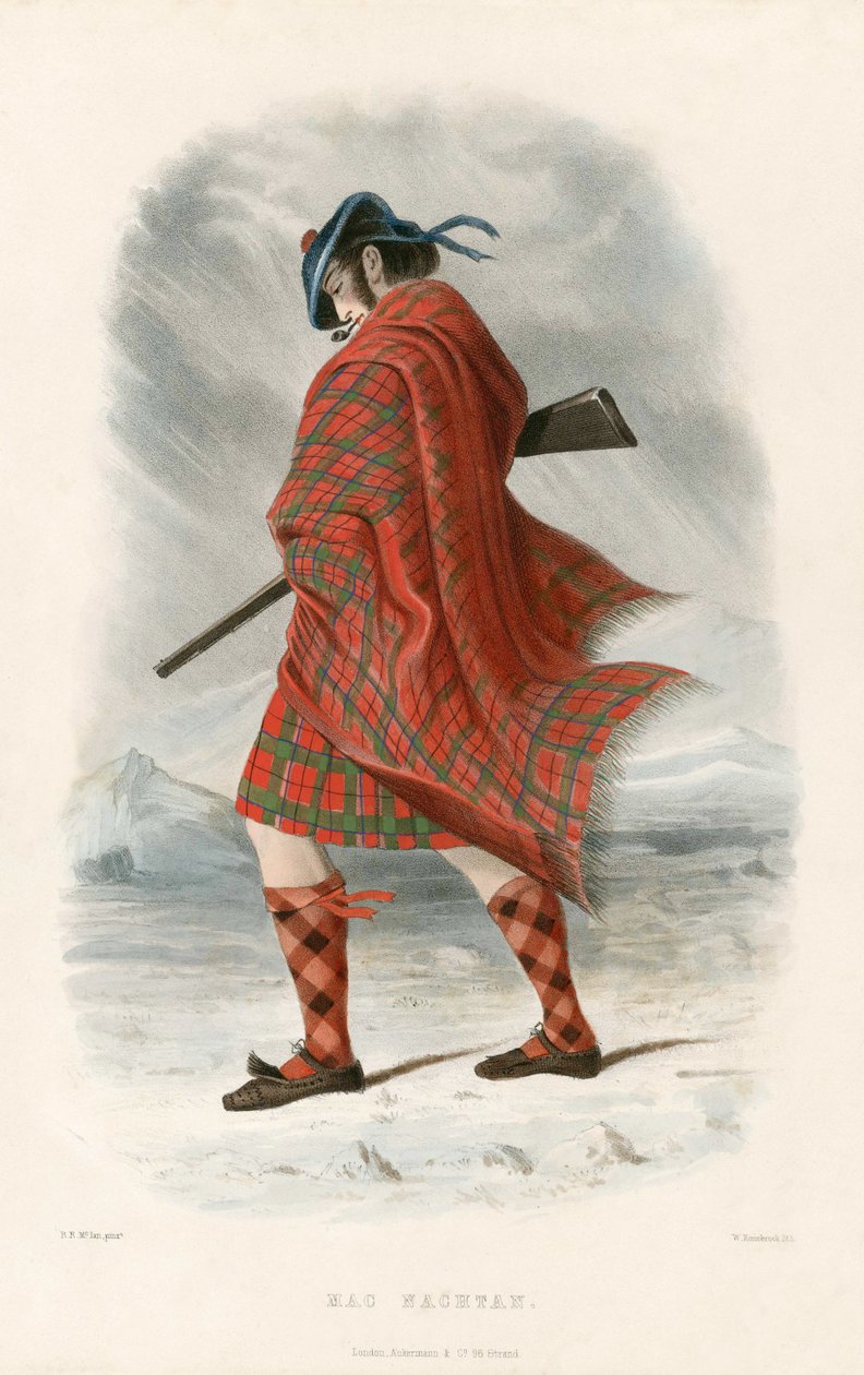 Mac Nachtan, a Skót Felföld klánjaiból, pub.1845 alkotó: Robert Ronald McIan