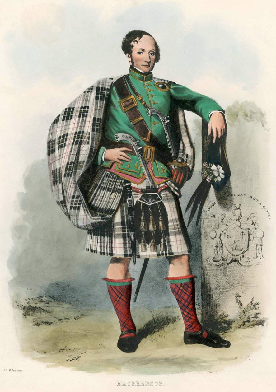 Macpherson, a Skót Felföld klánjaiból, pub.1845 alkotó: Robert Ronald McIan
