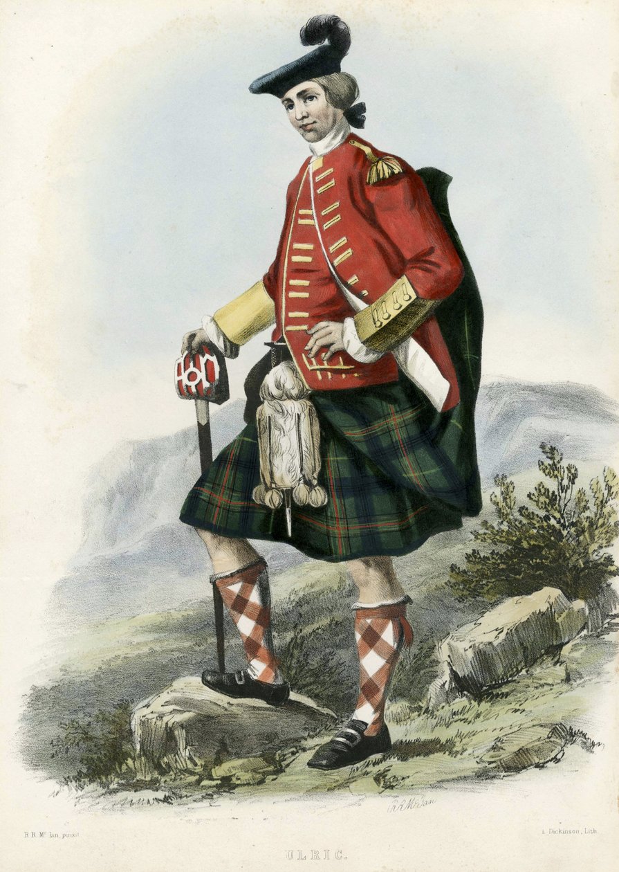 Ulric, a Skót Felföld klánjaiból, pub.1845 alkotó: Robert Ronald McIan