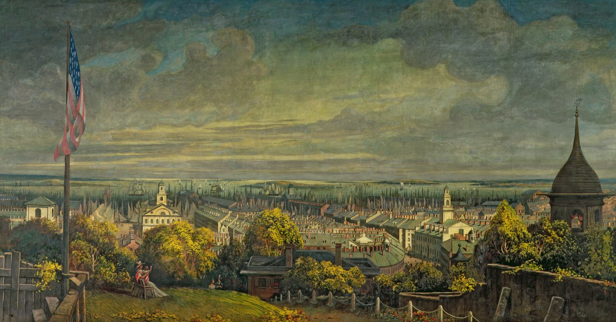 Bostoni kikötő a Mr. Greenes House-ból, Pemberton Hill, 1829 (tempera, vászon) alkotó: Robert Salmon