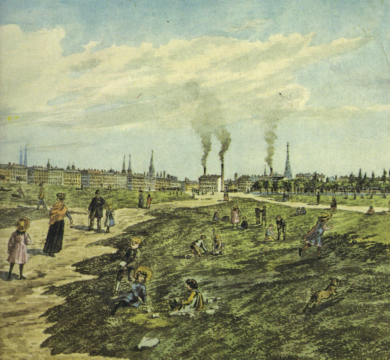 A Schmelz, mint katonai gyakorlópálya, játék- és sétálóhely. Keleti nézet (szakasz) alkotó: Robert Schediwy after painting by M.Neubauer