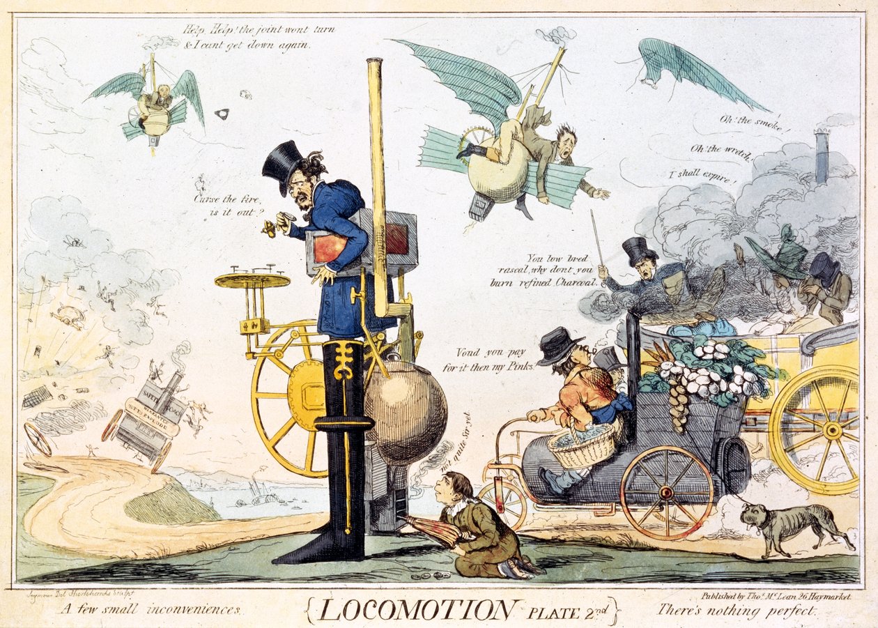 Locomotion, 2. tábla, kiadó: Thomas McLean, 1835 körül (kézzel színezett metszet) alkotó: Robert Seymour