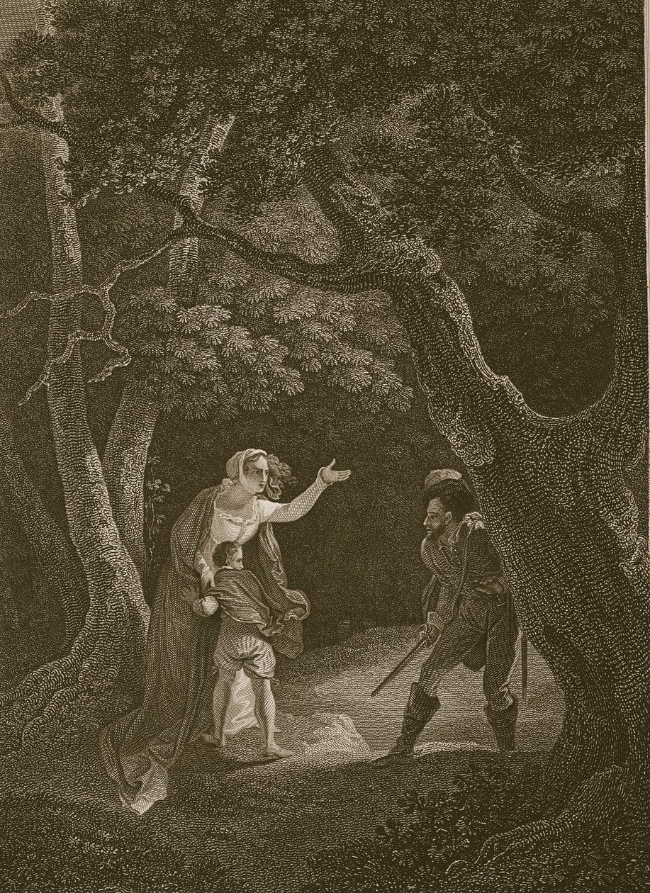Margit királynőt megtámadta a rabló, J. Landseer metszet, illusztráció David Hume „Anglia története” című kocsmából. R. Bowyer, London, 1812 alkotó: Robert Smirke