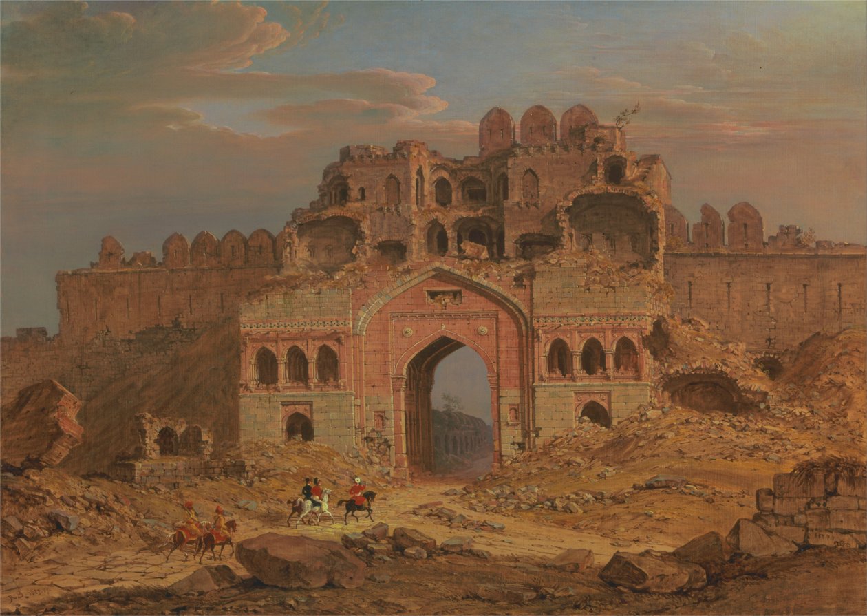 A Purana Qila főbejáratán belül, Delhiben alkotó: Robert Smith