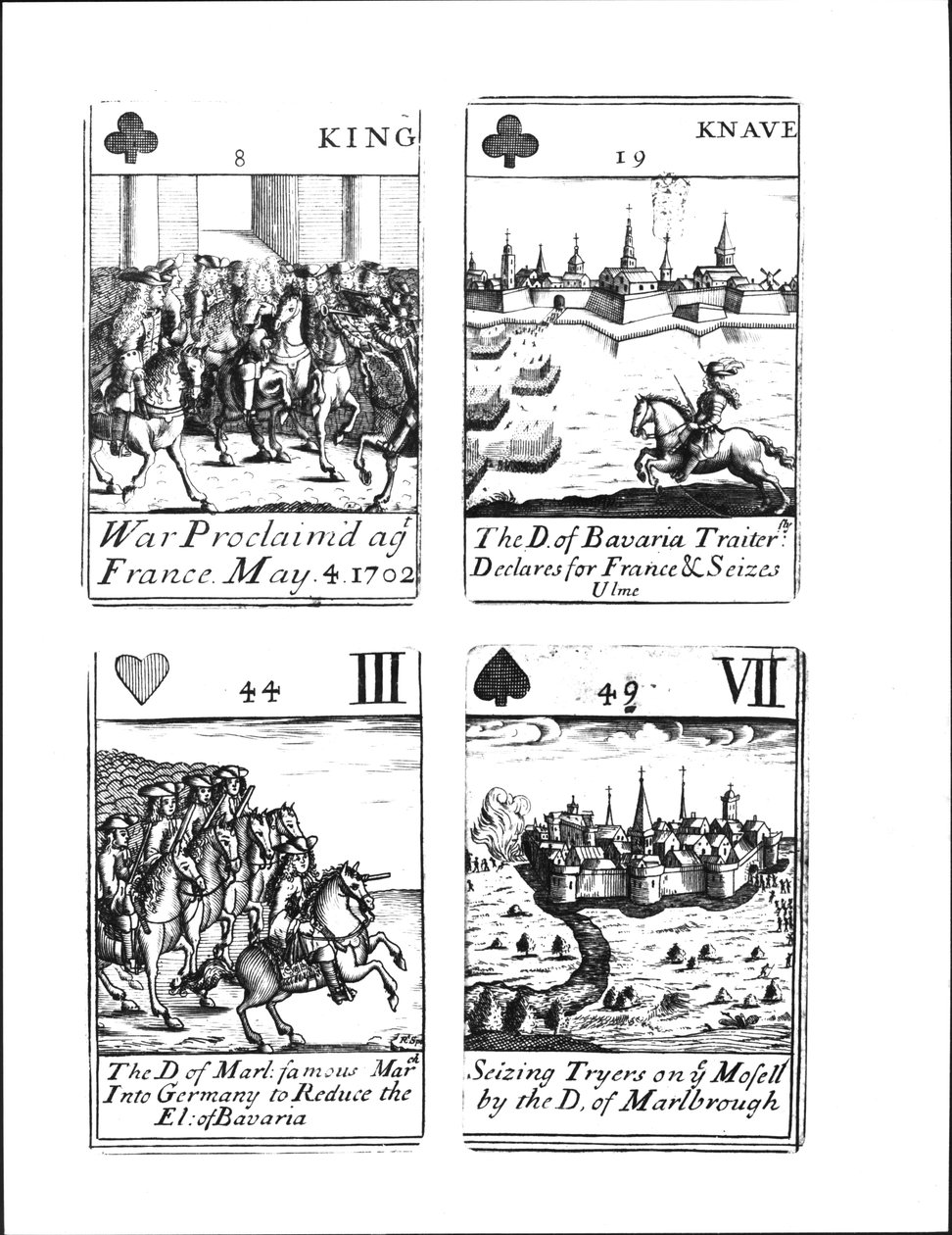 A spanyol örökösödési háborúra (1702-13) emlékező játékkártyák alkotó: Robert Spofforth