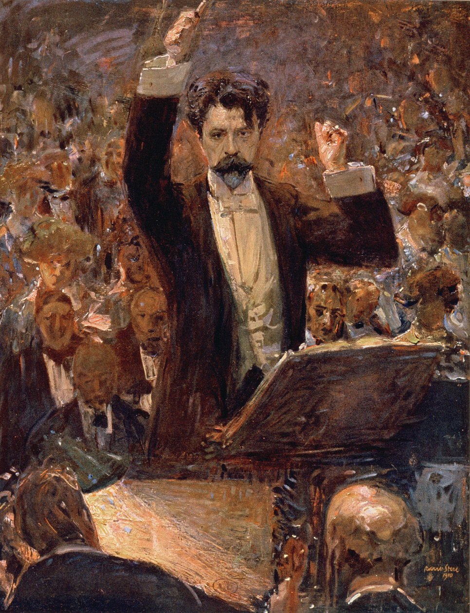 Arthur Nikisch (1855-1922) koncertet vezényel a lipcsei Gewandhausban, 1910 alkotó: Robert Sterl