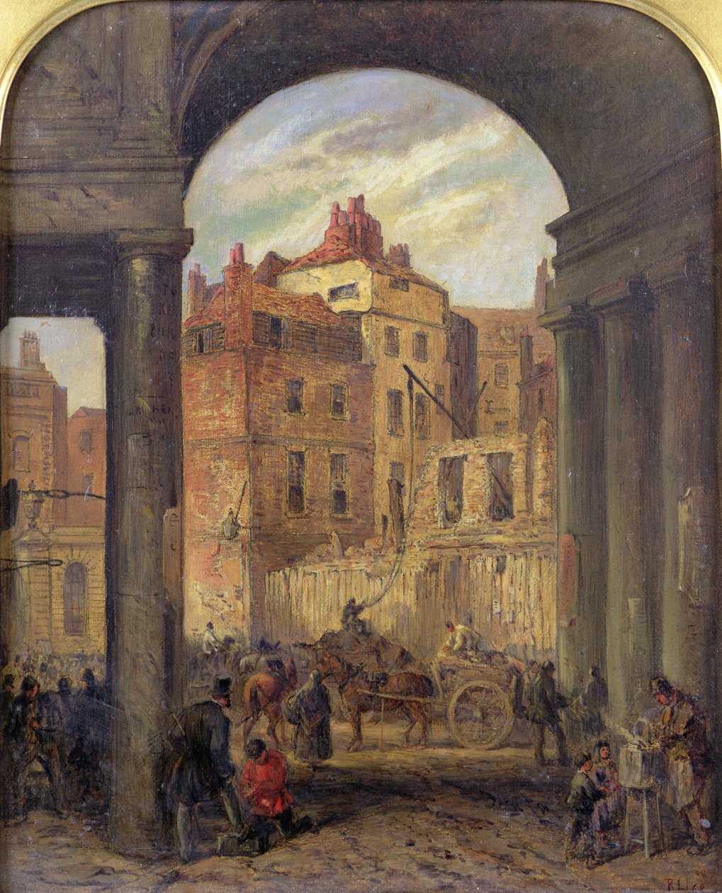 Foregate, Strand, Boswell Court bejárata – lebontották a New Law Courts helyére, 1868 alkotó: Robert Thomas Landells