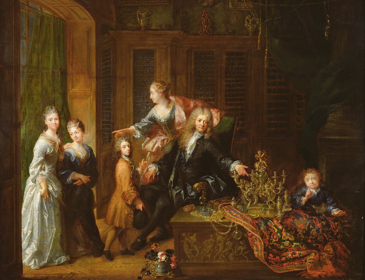 Nicolas de Launay (1646-1727) és családja portréja alkotó: Robert Tournieres