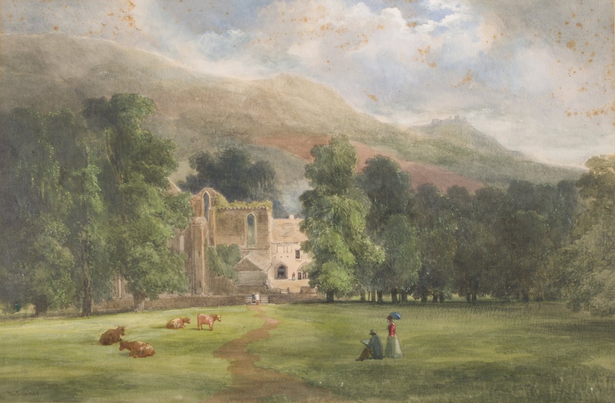 Valle Crucis vagy Dinas Bran, Llangollen, 1872 (wc, papír) alkotó: Robert Tucker Pain