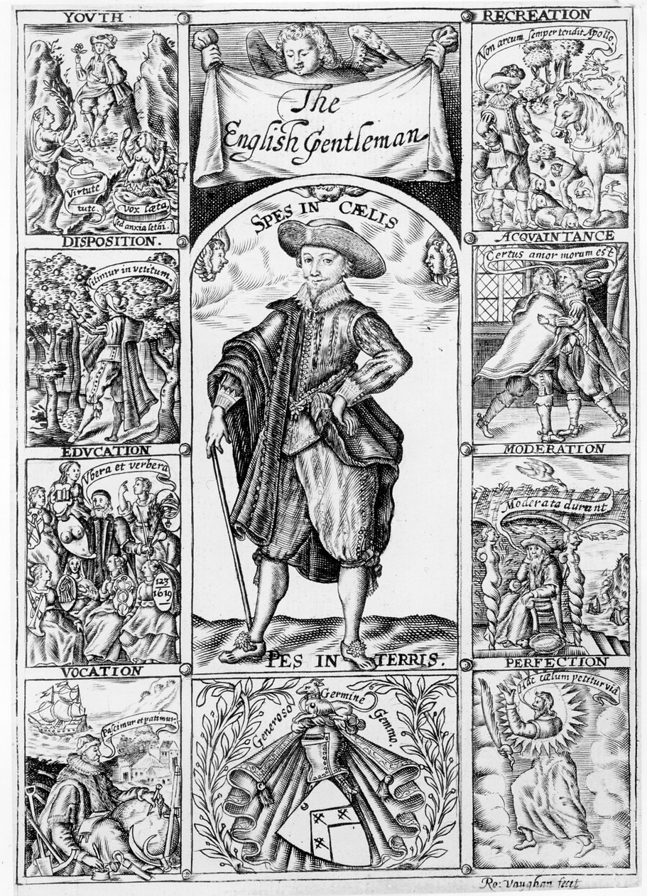 Richard Brathwaite „The English Gentleman” címlapja, 1630 alkotó: Robert Vaughan