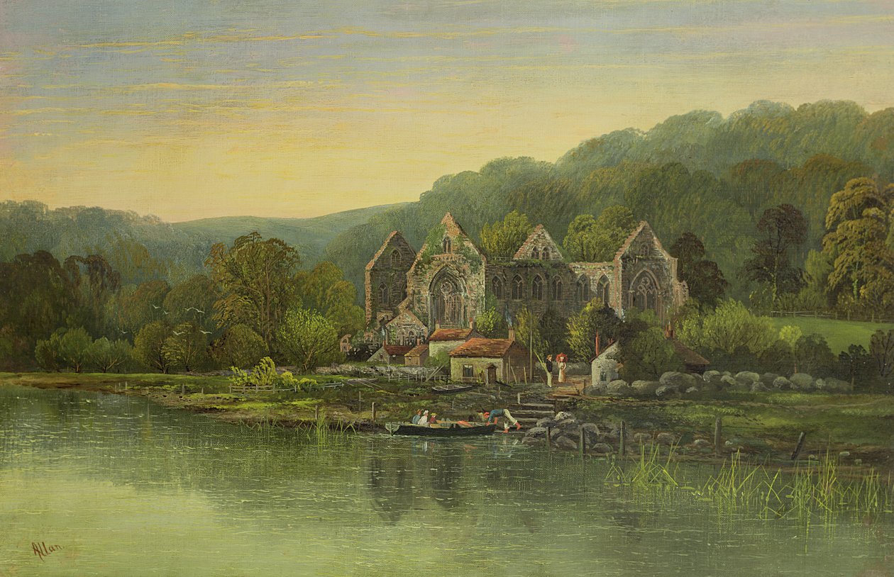Romos apátság a folyóparton, 1880 körül alkotó: Robert Weir Allan