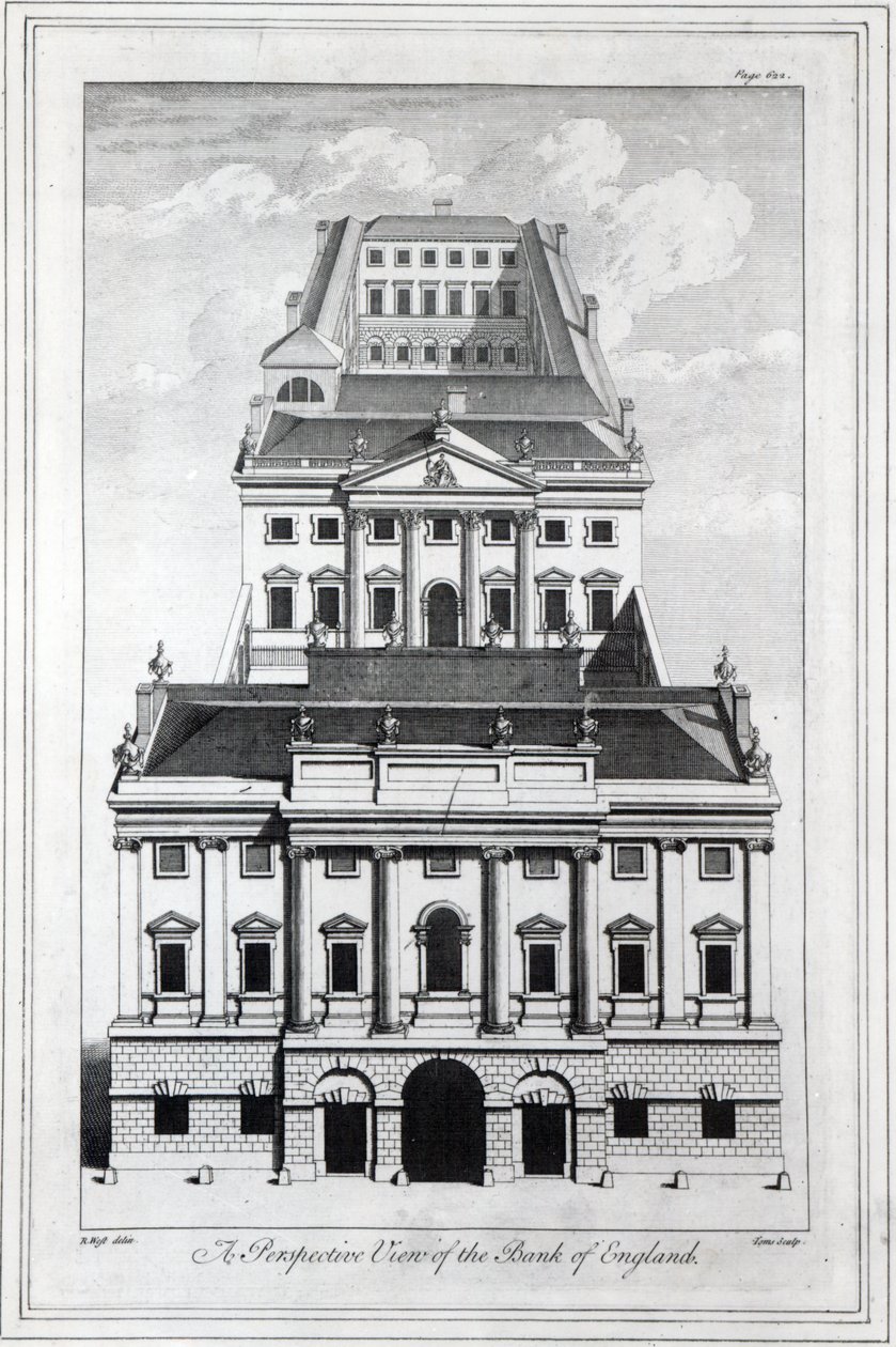 A Bank of England perspektivikus képe, William Henry Toms metszete, 1739 alkotó: Robert West