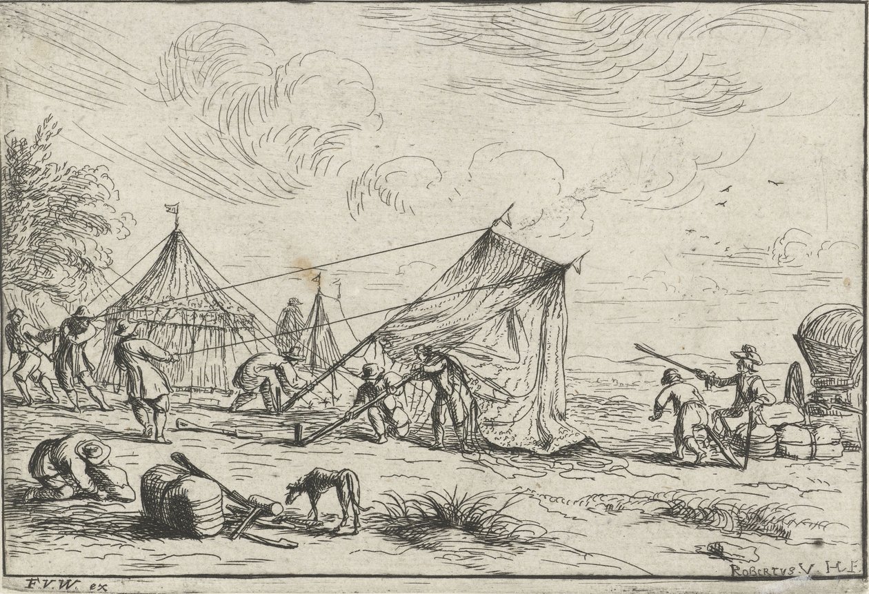 Sátor felállítása alkotó: Robert van den Hoecke