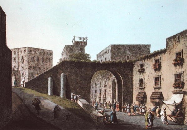 Egy utca Jeruzsálemben, a "Nézetek az oszmán uralmakban" című művéből, Luigi Meyer metszetében alkotó: Robert (after) Ainslie