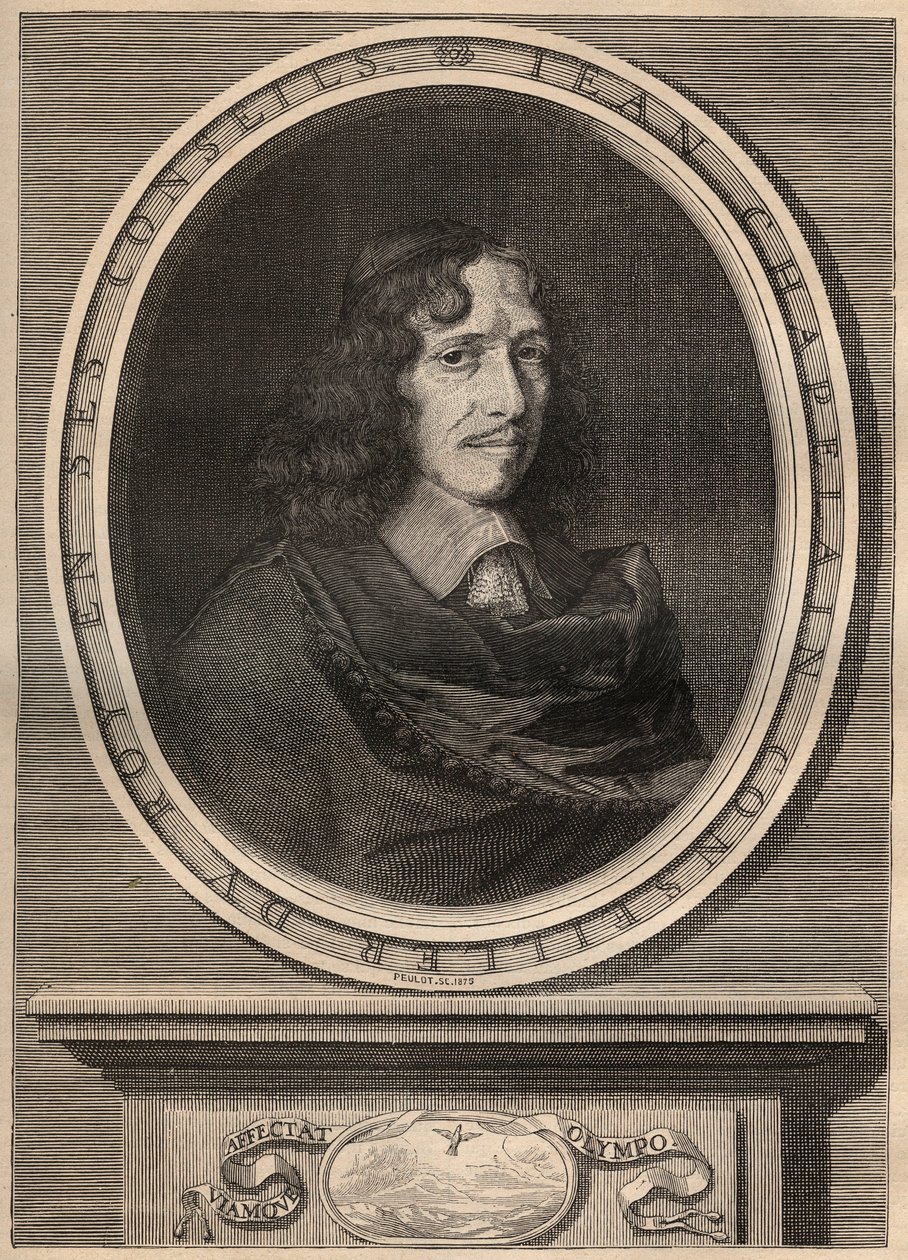 Jean Chapelain (1595-1674), francia költő portréja - Metszet - Jean Chapelin (1595-1674) francia költő és irodalomkritikus - Nanteuuil et grave par Peulot metszet. alkotó: Robert (after) Nanteuil