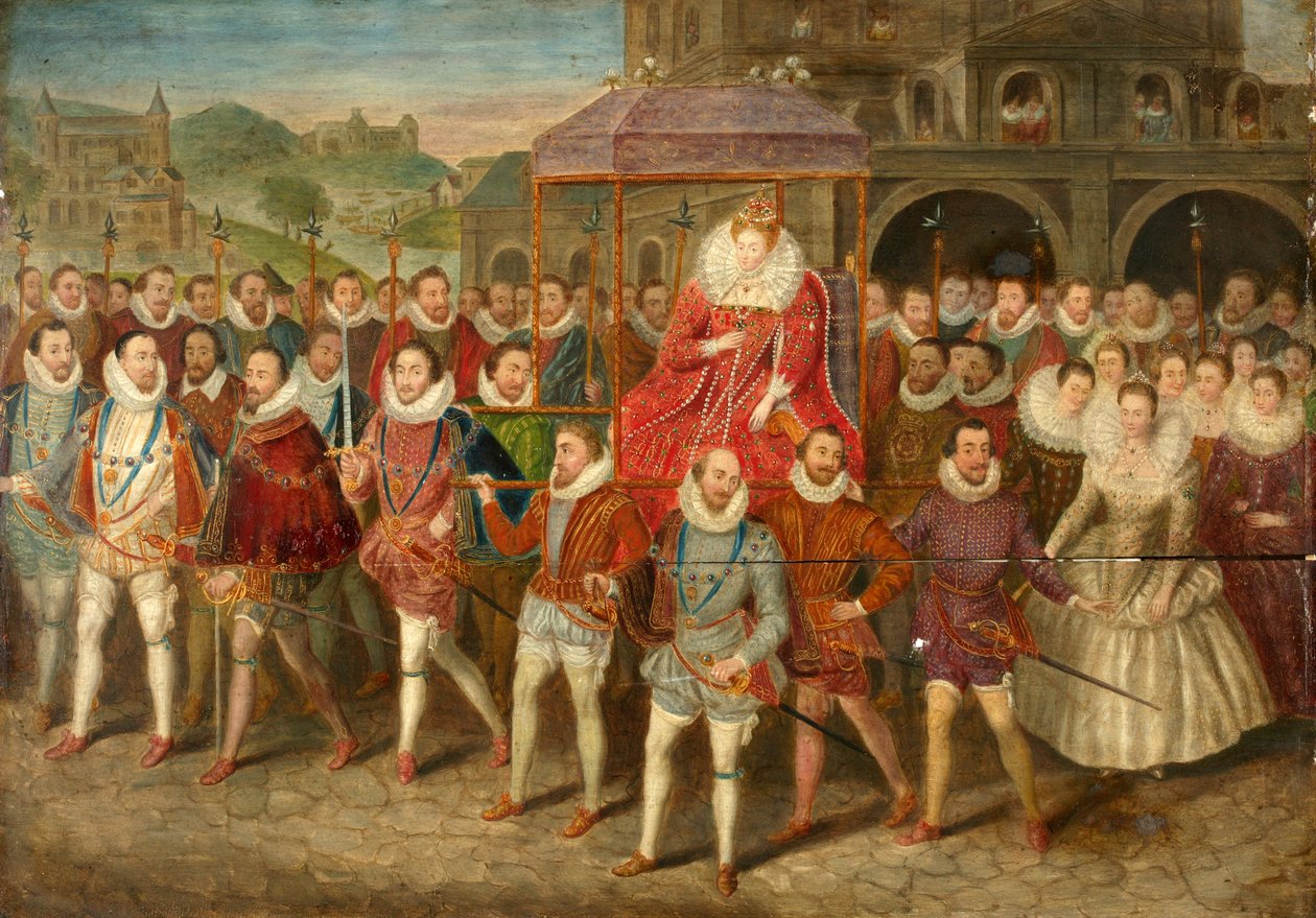 I. Erzsébet királynő körmenete, 1800-40 körül (olaj, tábla) alkotó: Robert (after) Peake