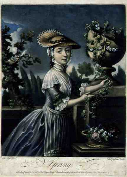 Spring, metszette C. Corbutt (Richard Purcell) (fl.1746-66), pub. Robert Sayer, 1760 körül (mezzotinta metszet) (lásd még: 125559 és 125561-62) alkotó: Robert (after) Pyle