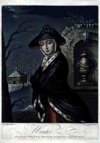 Winter, metszette C. Corbutt (Richard Purcell) (fl.1746-66), pub. Robert Sayer, 1760 körül (mezzotinta metszet) (lásd még: 125558 és 125560-62) alkotó: Robert (after) Pyle