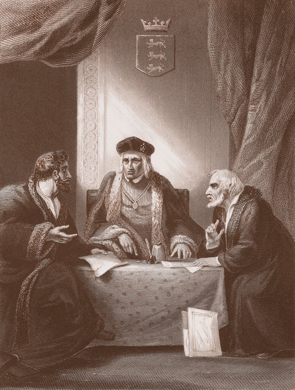VII. Henry Empsonnal és Dudleyvel, A.H. Payne metszet (litho) alkotó: Robert (after) Smirke