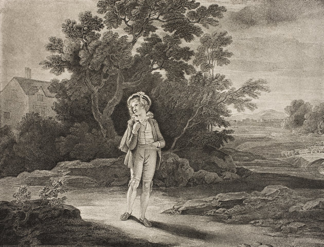 Az ember hét kora, Második kor, II. felvonás, VII. jelenet, az „As You Like It”-ből, a Boydell Shakespeare Galériából, 19. század végén (litho) alkotó: Robert (after) Smirke