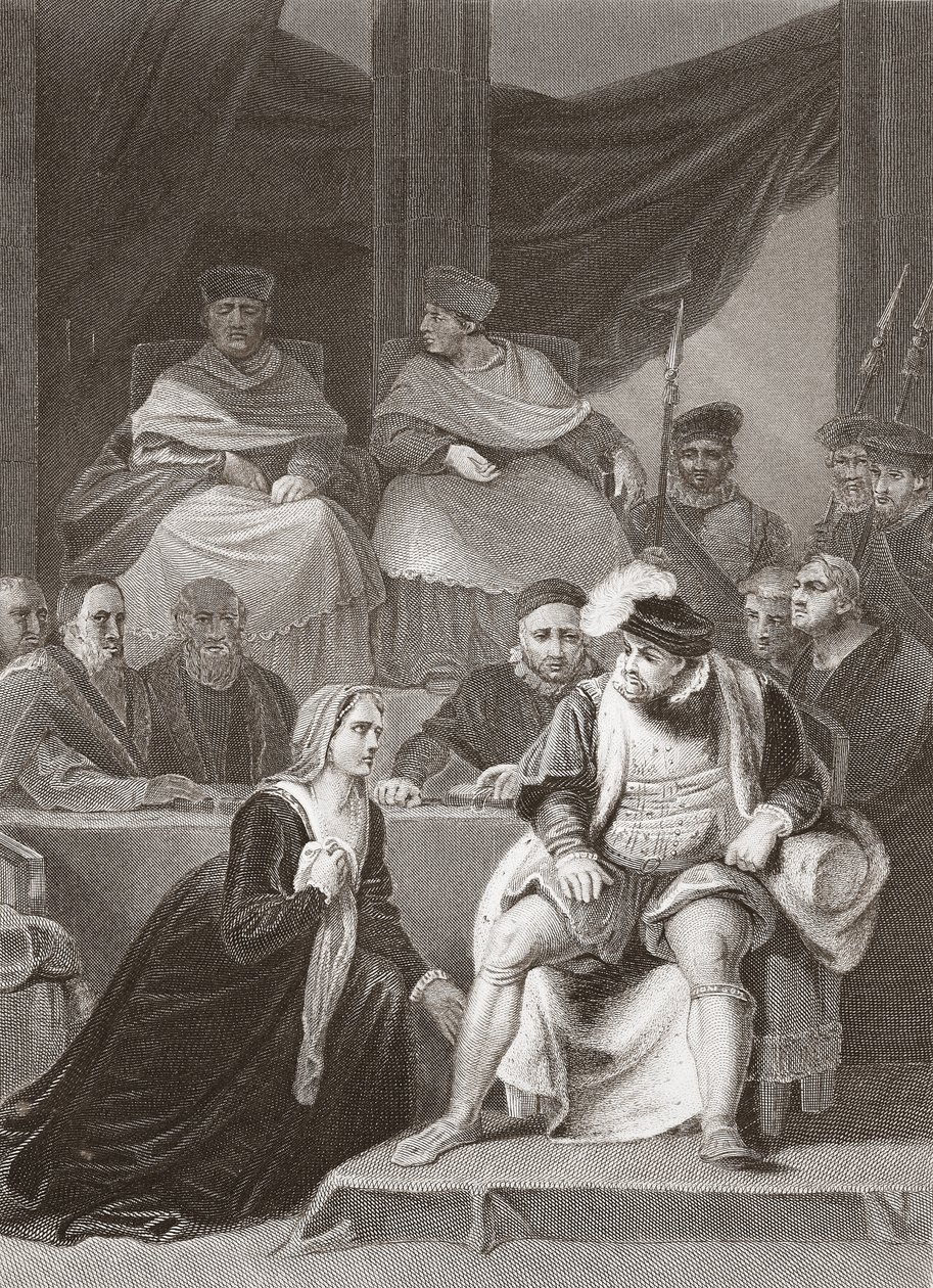 Henrik házasságának tárgyalása, A.H. Payne metszete (litho) alkotó: Robert (after) Smirke