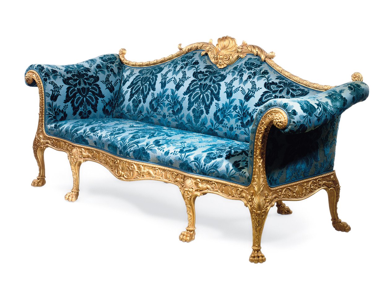 George III aranyozott fa kanapé alkotó: Robert Adam