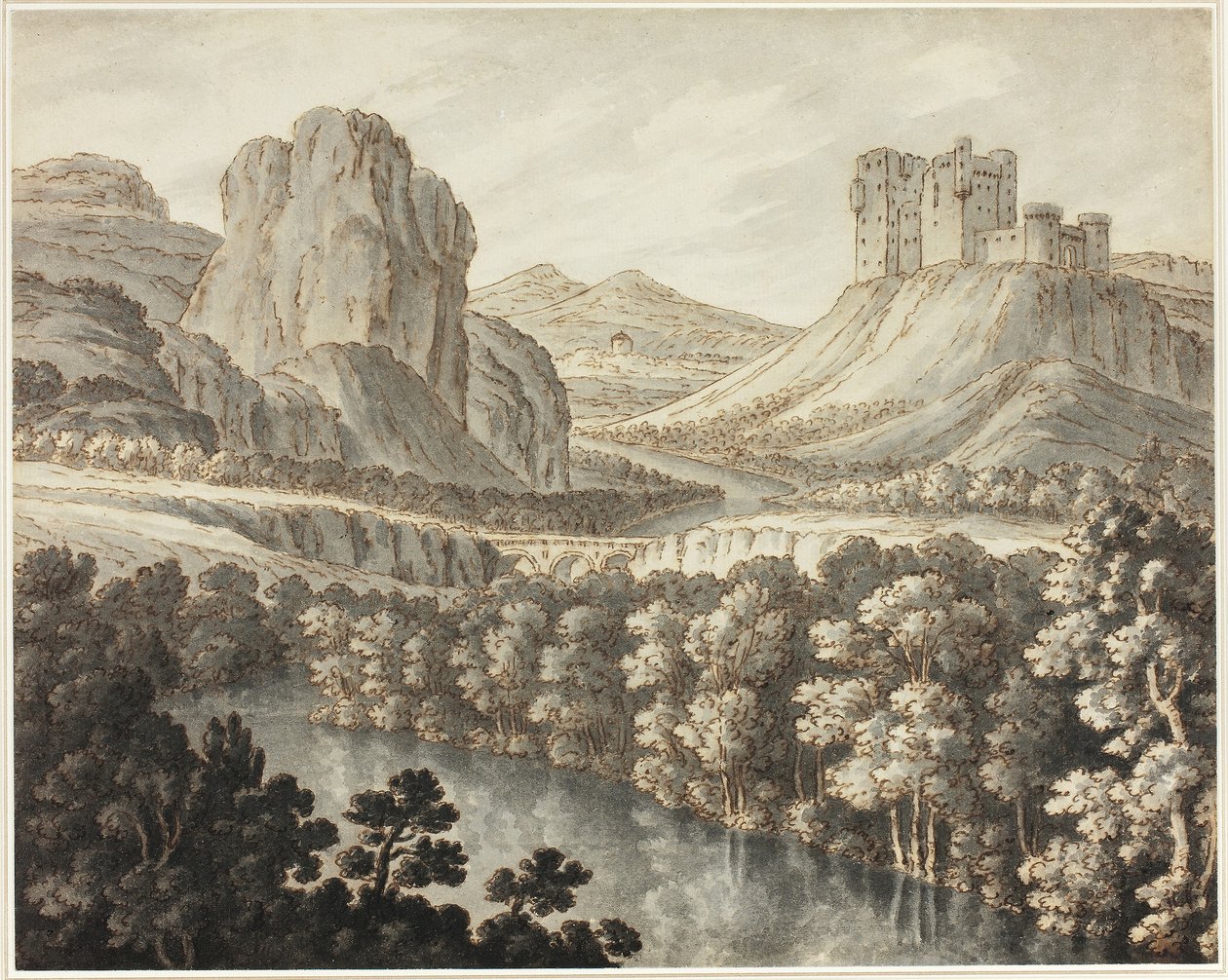 Romantikus táj egy romos kastéllyal alkotó: Robert Adam